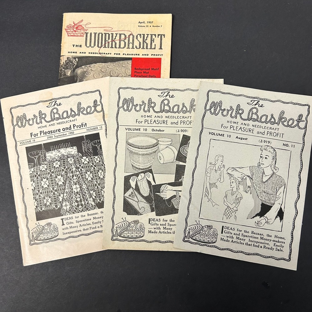 Vintage Workbasket Magazine Lot 4 Issues 1950 1957 Multi Good Needlecraft